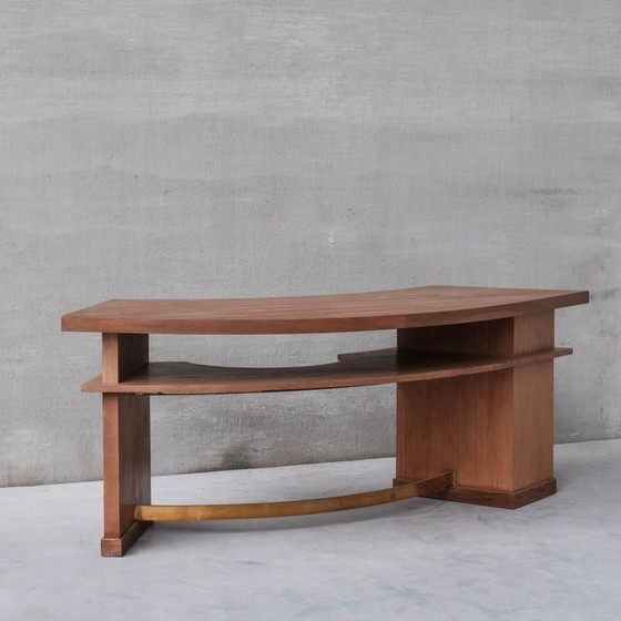 Image 1 of Mid Century Frans houten Bow gebogen bureau, 1950