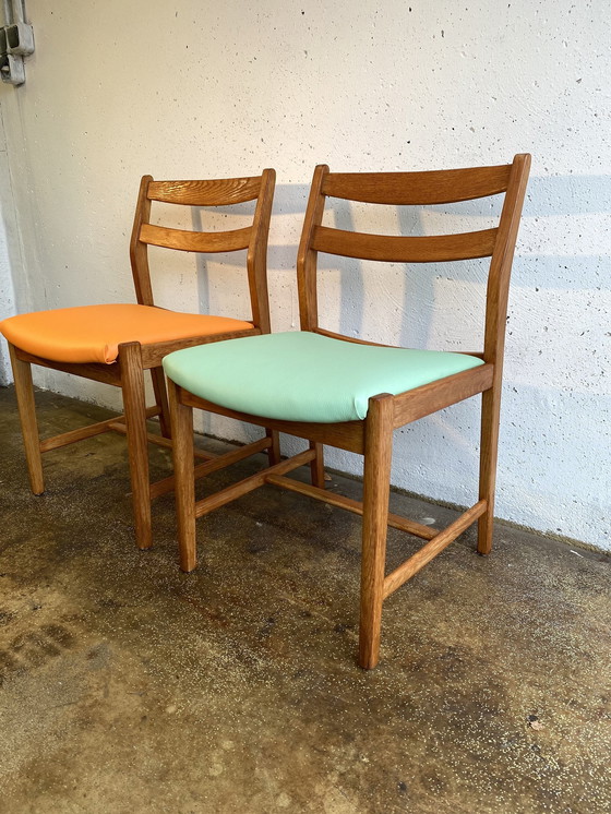 Image 1 of 2 x Vintage Teakhouten Eetkamerstoelen