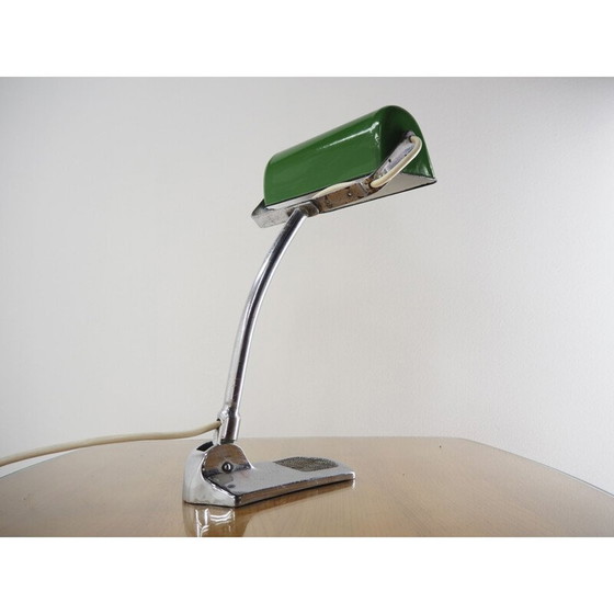 Image 1 of Vintage Art Deco verstelbare geëmailleerde tafellamp, 1930