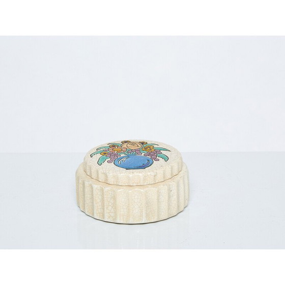 Image 1 of Vintage Art Deco ronde doos van geglazuurd keramiek, 1930