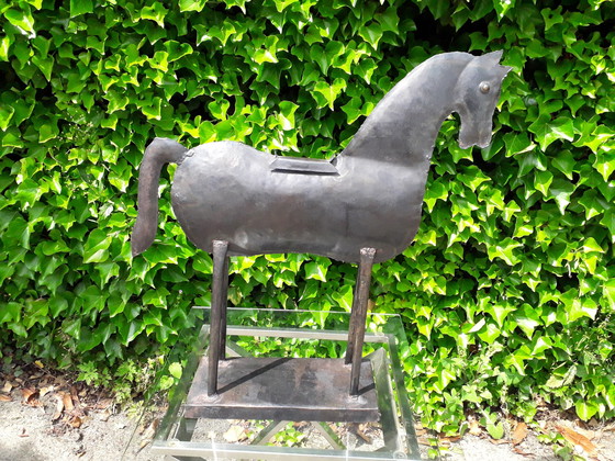 Image 1 of Plaatmetalen beeld paard 61 cm hoog