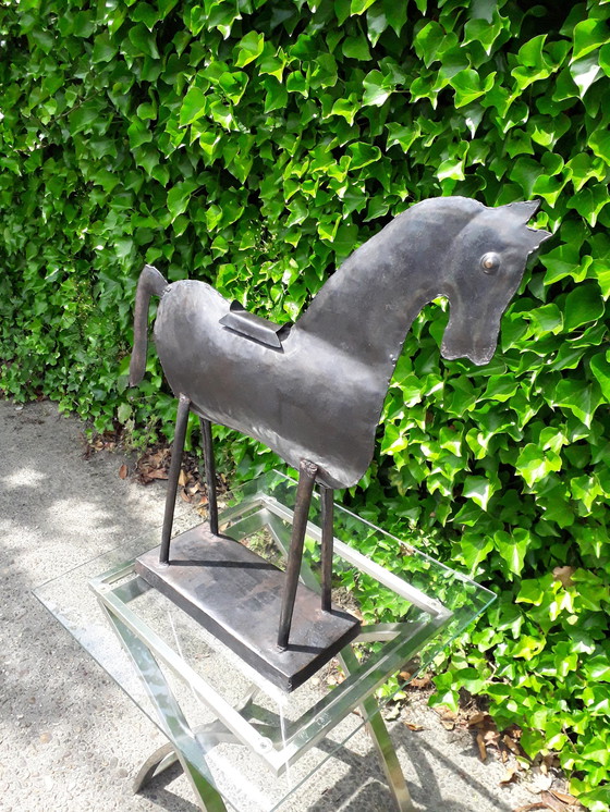 Image 1 of Plaatmetalen beeld paard 61 cm hoog