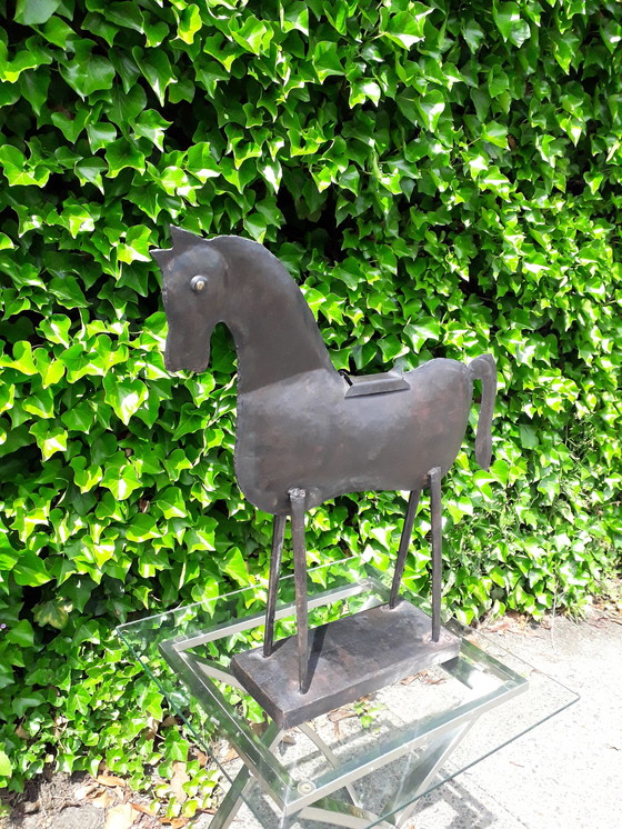 Image 1 of Plaatmetalen beeld paard 61 cm hoog