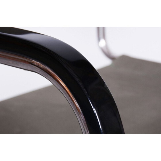 Image 1 of Vintage Bauhaus fauteuil in chroomstaal en ijzeren stof van Marcel Breuer voor Thonet, Tsjecho-Slowakije 1930
