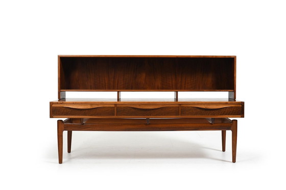 Image 1 of Kurt Østervig Low Walnut Dressoir Met Boekenkast Top 1950S