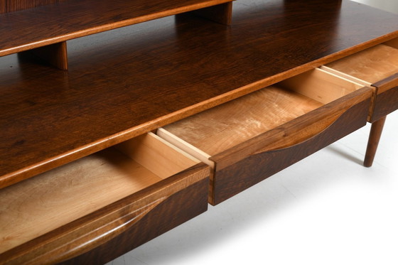 Image 1 of Kurt Østervig Low Walnut Dressoir Met Boekenkast Top 1950S