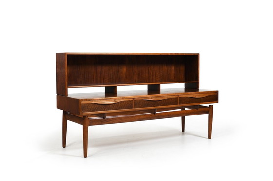 Image 1 of Kurt Østervig Low Walnut Dressoir Met Boekenkast Top 1950S