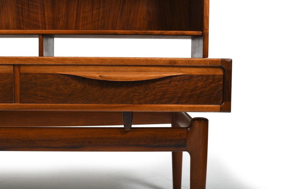 Image 1 of Kurt Østervig Low Walnut Dressoir Met Boekenkast Top 1950S