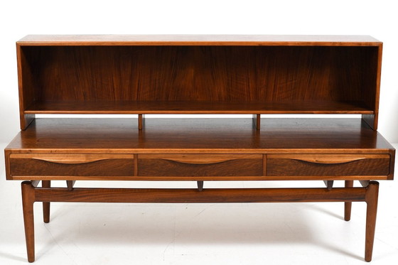 Image 1 of Kurt Østervig Low Walnut Dressoir Met Boekenkast Top 1950S