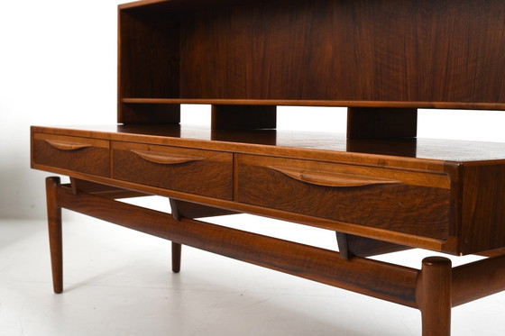 Image 1 of Kurt Østervig Low Walnut Dressoir Met Boekenkast Top 1950S