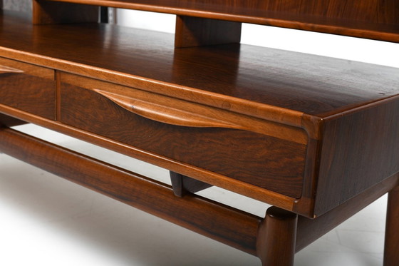 Image 1 of Kurt Østervig Low Walnut Dressoir Met Boekenkast Top 1950S