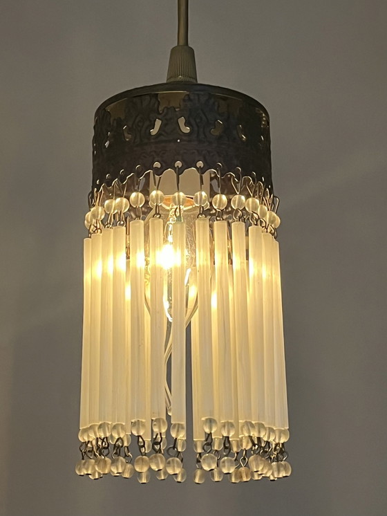 Image 1 of Set Van 5 Vintage Opaline Staafjes Hanglampen Kristal