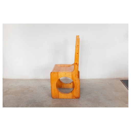 Vintage Brutalistische stoelen in massief grenen, jaren 1960