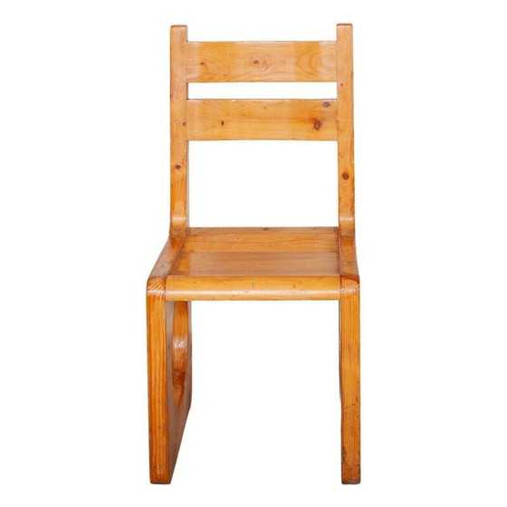 Image 1 of Vintage Brutalistische stoelen in massief grenen, jaren 1960