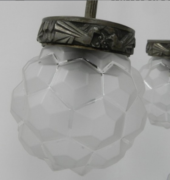 Image 1 of Art Deco hanglamp met 5 bollen op 5 staven