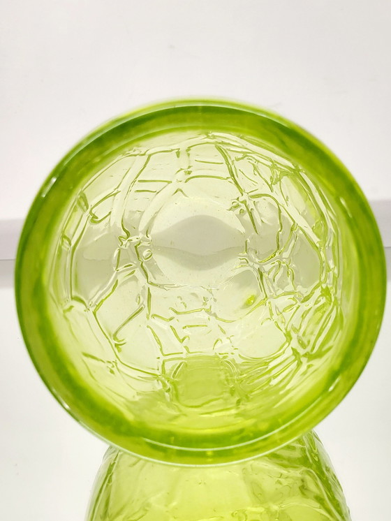 Image 1 of Val Saint Lambert Studio Cristal Vaas, Reliëf Decor, Gesigneerd Luik, Jaren 90