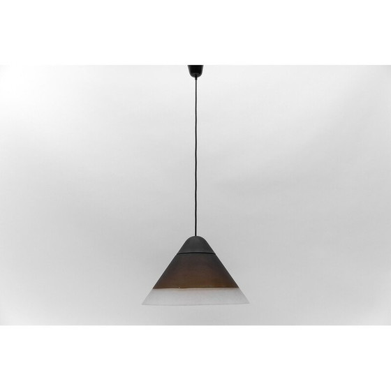 Image 1 of Vintage bruine kegelvormige glazen plafondlamp van Peill en Putzler, 1960