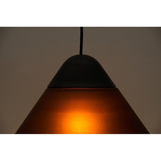 Image 1 of Vintage bruine kegelvormige glazen plafondlamp van Peill en Putzler, 1960