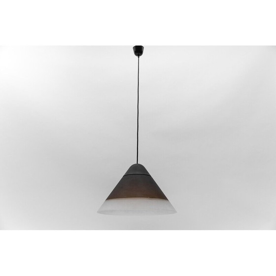 Image 1 of Vintage bruine kegelvormige glazen plafondlamp van Peill en Putzler, 1960