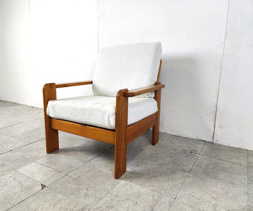 Vintage grenen houten fauteuil 1960