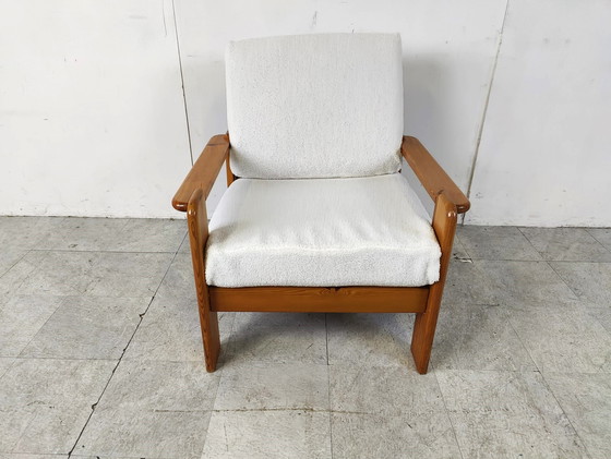 Image 1 of Vintage grenen houten fauteuil 1960