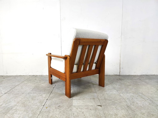 Vintage grenen houten fauteuil 1960