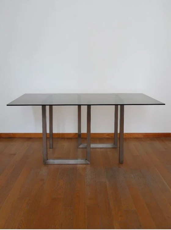 Image 1 of Grote gerookte glazen eettafel