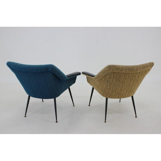 Image 1 of Paar vintage blauw en beige fauteuils, Italië 1960