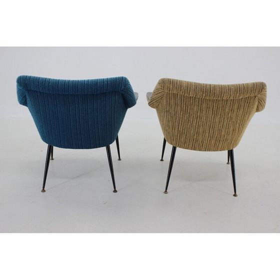 Image 1 of Paar vintage blauw en beige fauteuils, Italië 1960