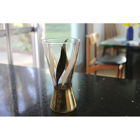 Image 1 of Vintage goud gedecoreerd glazen sinaasappelsap set, 1970