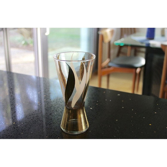 Image 1 of Vintage goud gedecoreerd glazen sinaasappelsap set, 1970