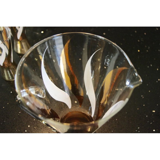 Image 1 of Vintage goud gedecoreerd glazen sinaasappelsap set, 1970