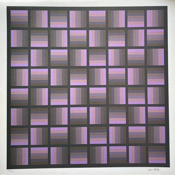 Image 1 of Vintage fotolithografie "Tribute to Vasarely" door Jim Bird voor Poligrafa, Barcelona 1970