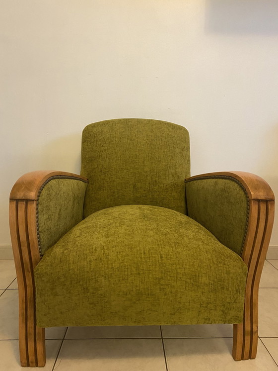 Image 1 of Antieke 30's Art Deco Fauteuil Volledig Gerenoveerd, Solide Structuur Behandeld Tegen Insecten