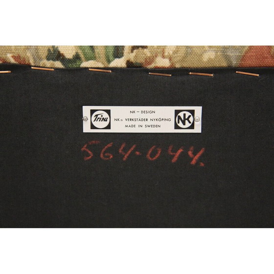 Image 1 of Vintage "Lila Eva" fauteuil in beukenhout en stof van Kerstin Hörlin Holmqvist voor Nordiska Kompaniet, Zweden 1960