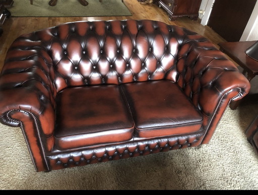 2 X Chesterfield Leren Bankstellen