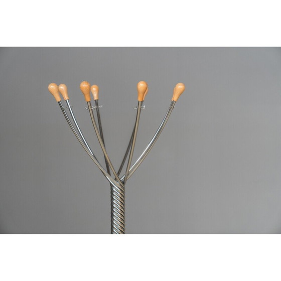 Image 1 of Vintage kapstok van ijzer en hout voor Zanotta, Italië 1970