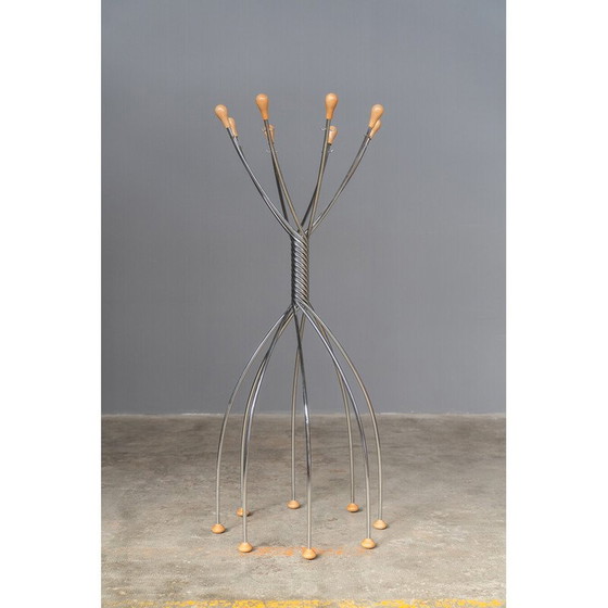 Image 1 of Vintage kapstok van ijzer en hout voor Zanotta, Italië 1970