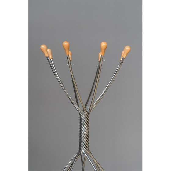 Image 1 of Vintage kapstok van ijzer en hout voor Zanotta, Italië 1970