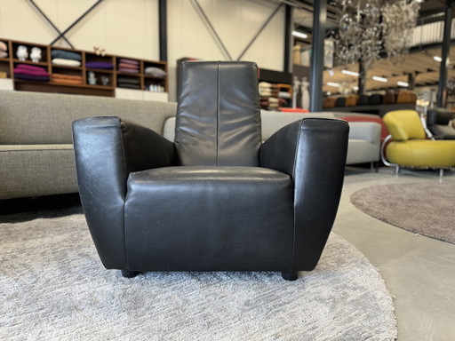 Label Vandenberg Longa Fauteuil Zwart Leer