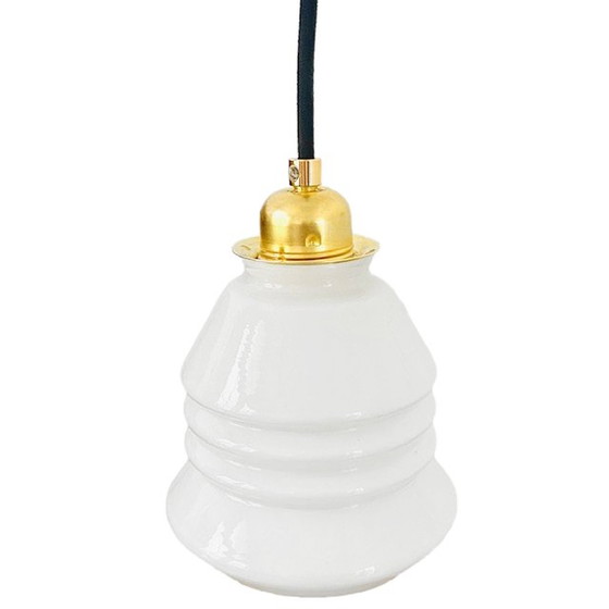 Image 1 of Vintage hanglampje opaline wit goud