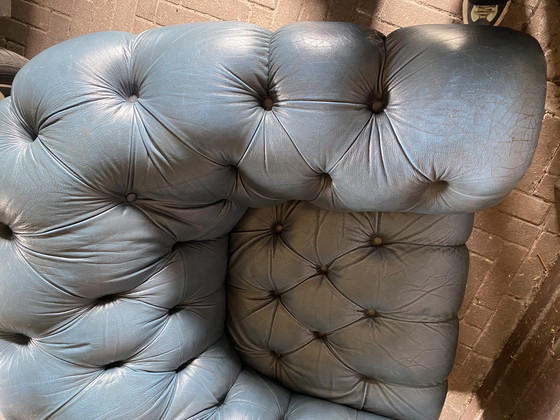 Image 1 of Chesterfield fauteuil blauw