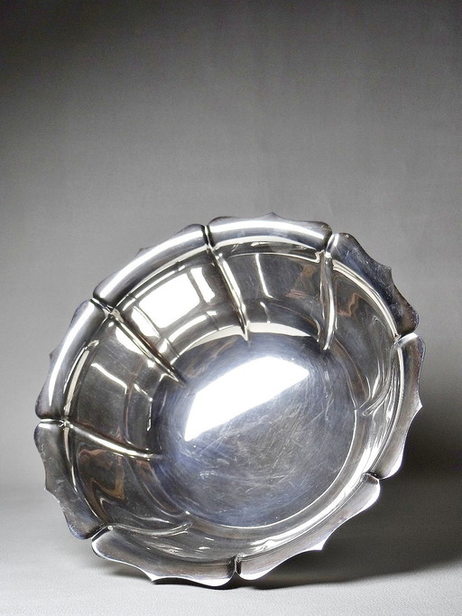 Chique Vintage Zilveren Metalen Schaal of Saladekom