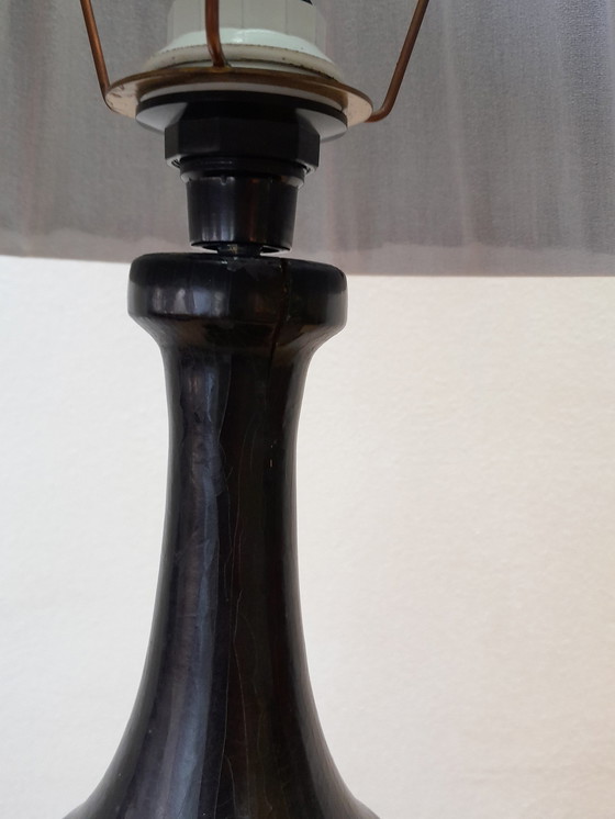 Image 1 of Art deco houten lamp en couture lampenkap