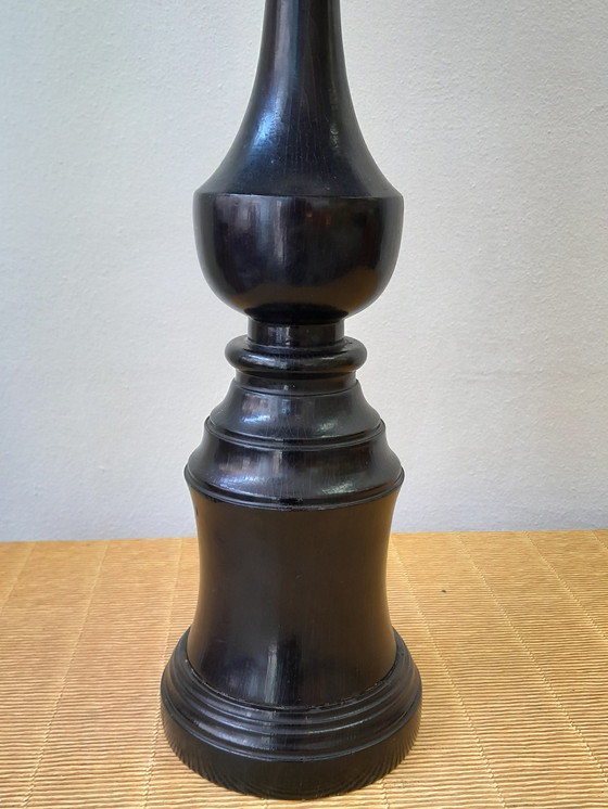 Image 1 of Art deco houten lamp en couture lampenkap