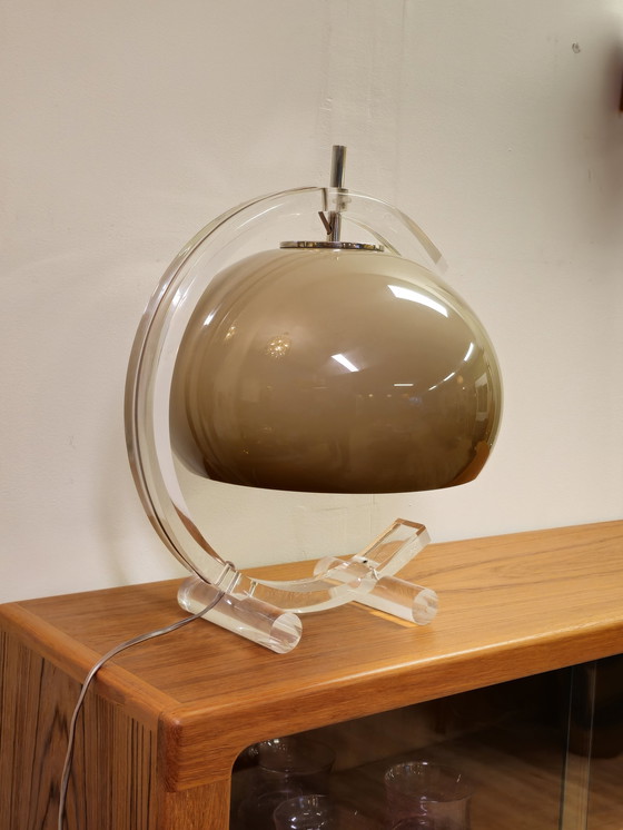 Image 1 of Vintage Space Age Tafellamp Bureaulamp Lamp Dijkstra Guzzini Plexiglas  