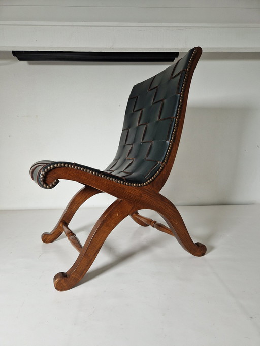 Vintage leren fauteuil Brutalist van Pierre Lottier voor Valentine, spanje 1950