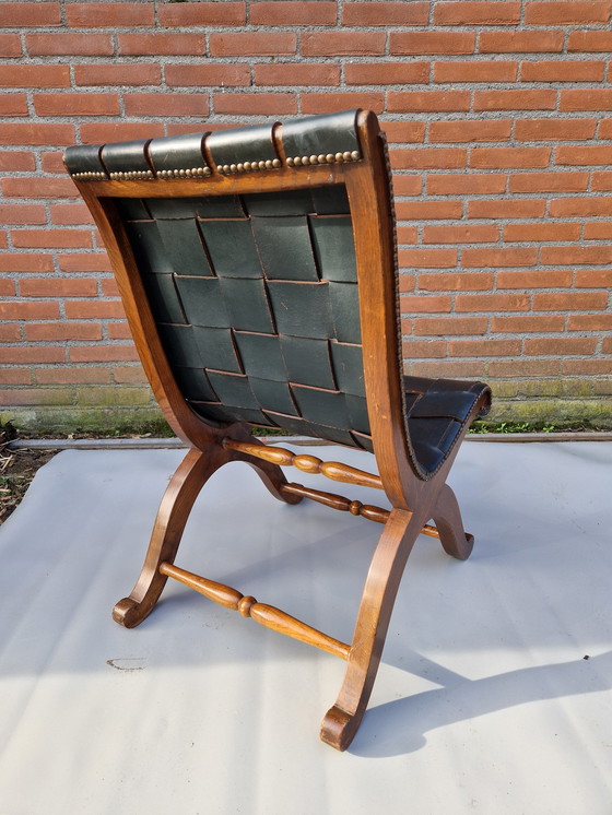 Image 1 of Vintage leren fauteuil Brutalist van Pierre Lottier voor Valentine, spanje 1950