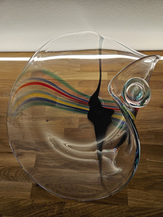 Image 1 of Livio Seguso, zware Murano glazen kom, Rainbow Design, 1993