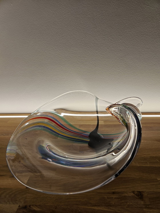 Image 1 of Livio Seguso, zware Murano glazen kom, Rainbow Design, 1993